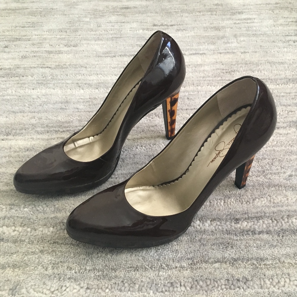 Jessica Simpson Brown Leather & Leopard Heel